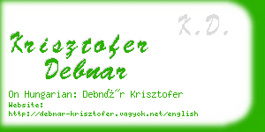 krisztofer debnar business card